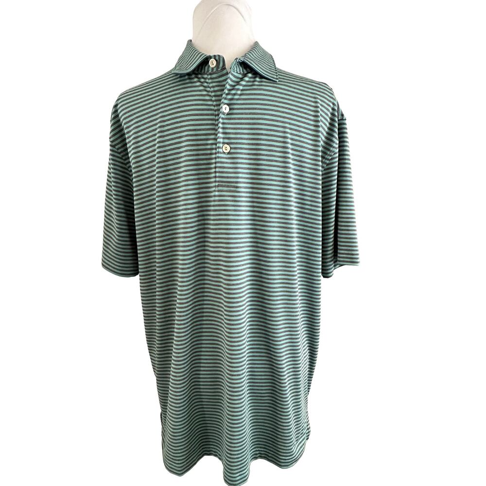Peter Millar Summer Comfort Dry Fit Pull Over Stripe Polo Golf Performance I M
